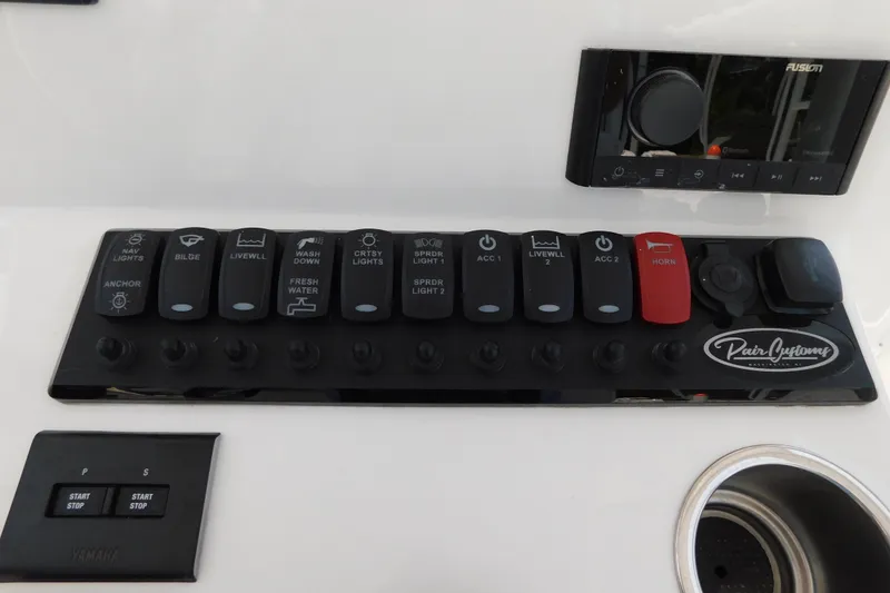 Slide: The Image of Control panel of 2026 Pair Customs 24 Center Console DV Offshore boat. - 31