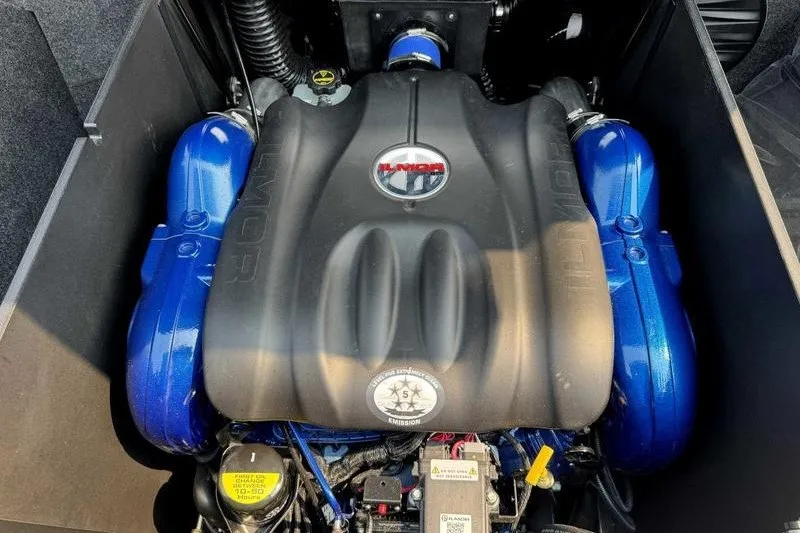 Slide: The Image of 2027 MasterCraft X23 engine with Ilmor branding, featuring blue components. - 16