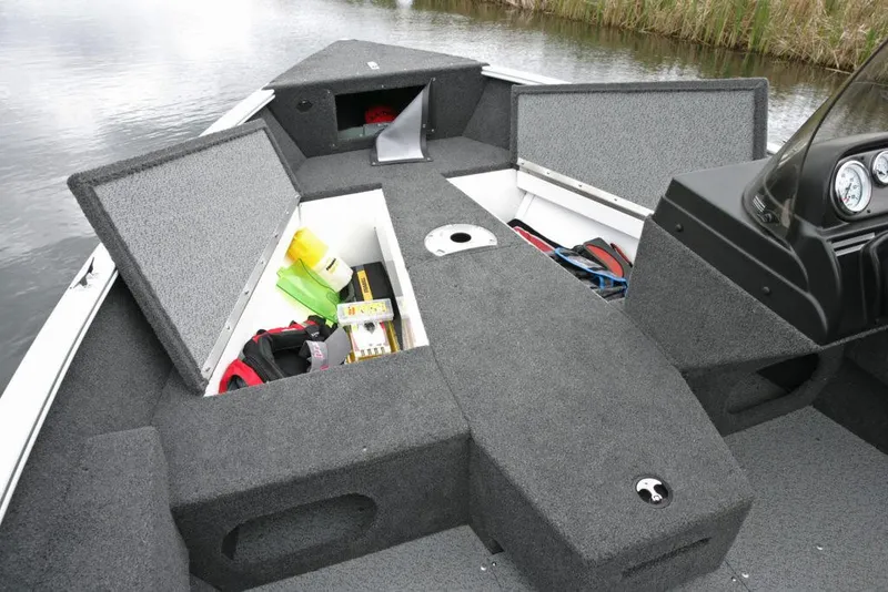 Slide: The Image of Manufacturer Provided Image: 2020 Lund 1675 Adventure SS boat with open storage compartments on the deck. - 17