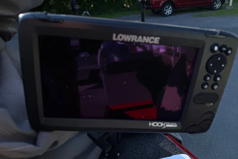 Slide: The Image of Lowrance Hook fish finder on 2020 Lund 1675 Adventure SS boat. - 10