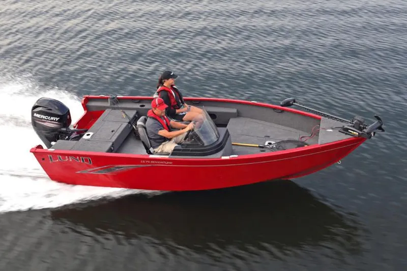 Slide: The Image of Manufacturer Provided Image: 2020 Lund 1675 Adventure SS boat in red on water. - 22