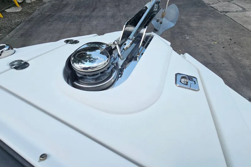Slide: The Image of Bow of 2022 Monterey 255SS Super Sport with anchor and winch system. - 27