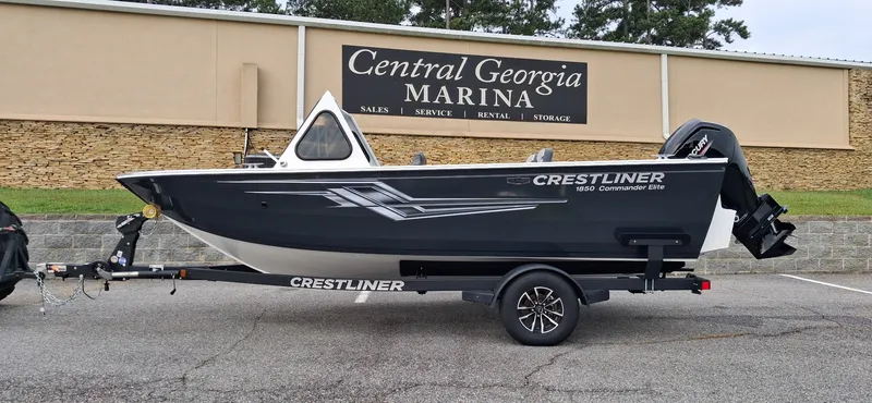 The Image of 2026 Crestliner 1850 Commander Elite in front of a building labeled "Central Georgia Marina." - 0