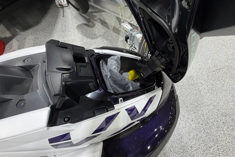 Slide: The Image of 2026 Yamaha WaveRunner VX Cruiser HO with open storage compartment. - 4