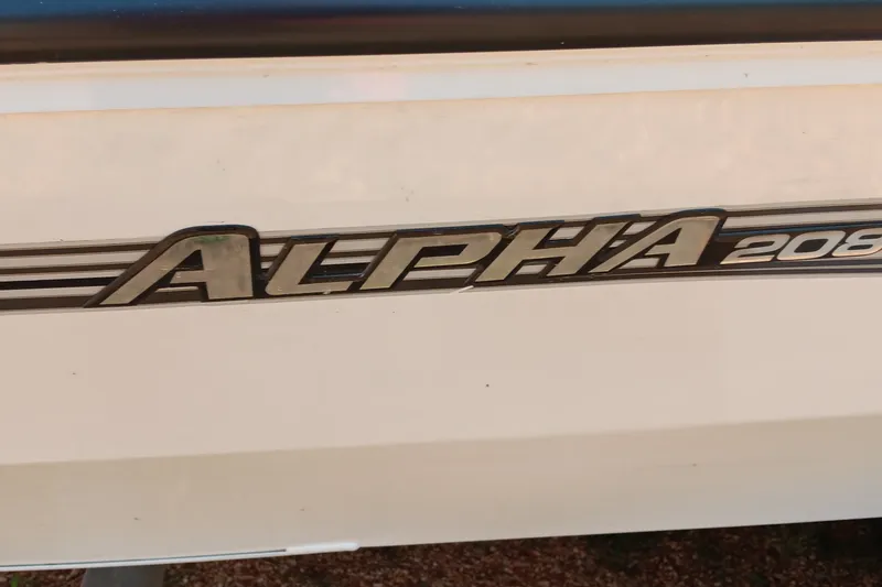Slide: The Image of Ranger ALPHA 208 boat logo, 2025 model, displayed on a white surface. - 16