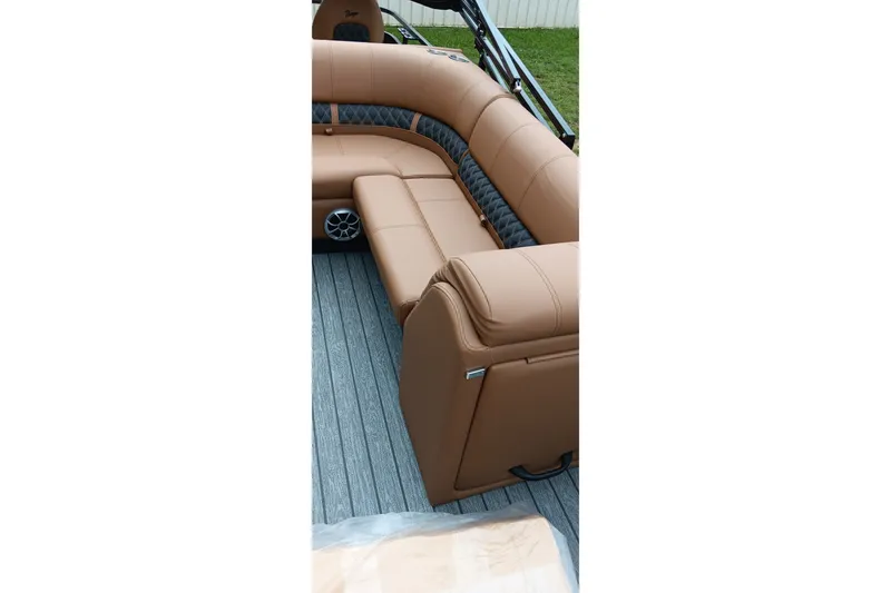 Slide: The Image of Luxurious tan seating on 2026 Ranger 220F boat, featuring stylish design and premium materials. - 33