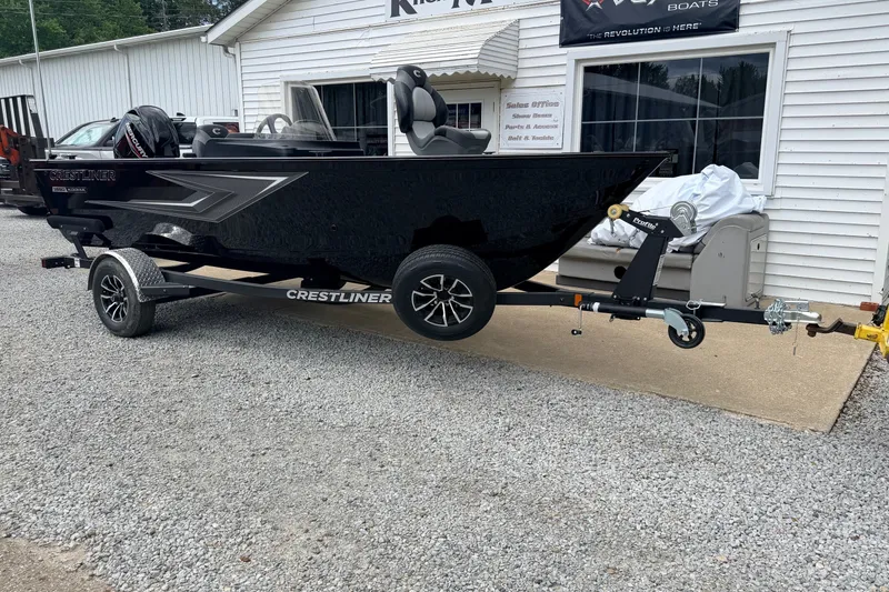 Slide: The Image of 2027 Crestliner 1650 Kodiak SC boat on trailer, parked outside dealership. - 10