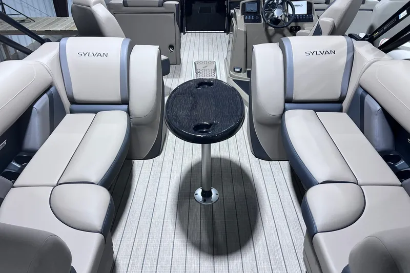 Slide: The Image of Luxurious interior of 2026 Sylvan X3 boat with plush seating and sleek design. - 15