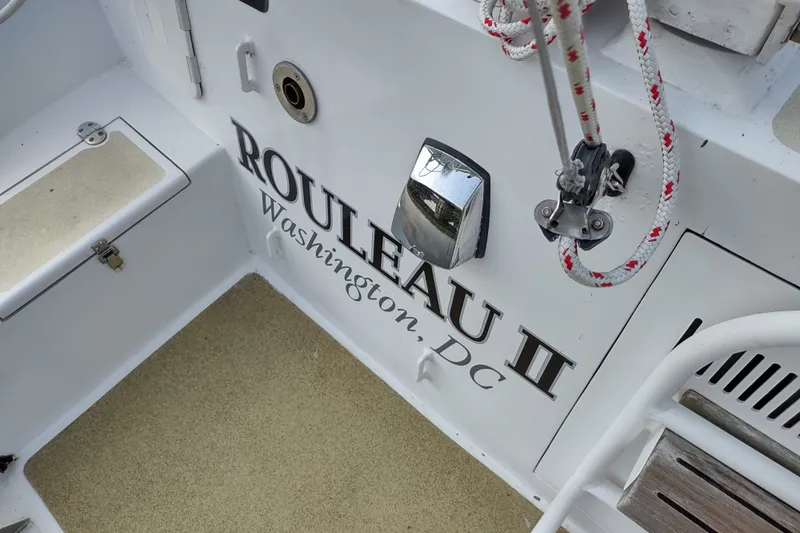 Slide: The Image of Deck of Garcia Passoa 47 sailboat, named "ROULHAU II," Washington, D.C., 2005 model. - 42