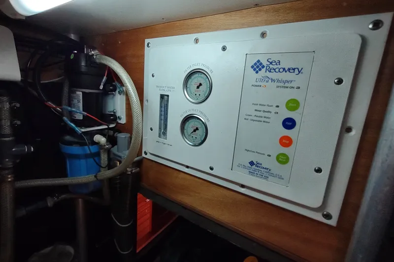 Slide: The Image of Sea Recovery Ultra Whisper watermaker control panel on a 2005 Garcia Passoa 47 yacht. - 68
