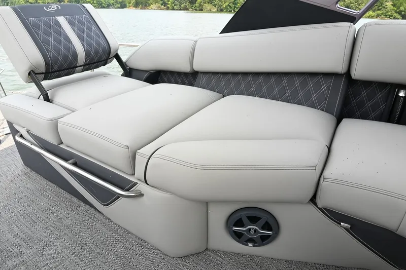Slide: The Image of Luxurious seating on 2025 Barletta Lusso 25UCA boat, featuring elegant upholstery and sleek design. - 35