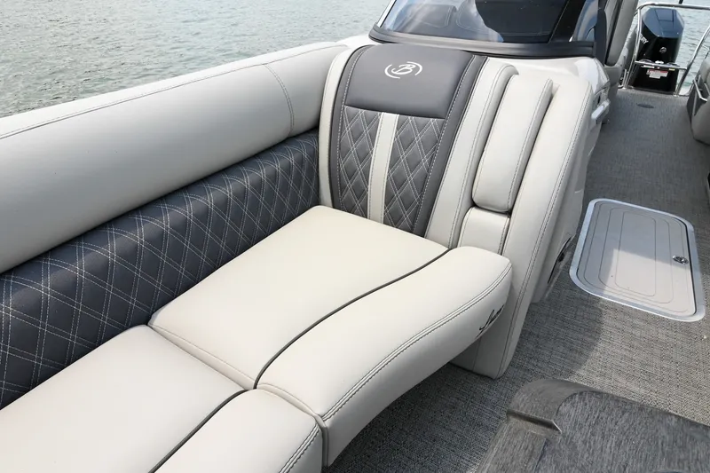 Slide: The Image of 2025 Barletta Lusso 25UCA luxury boat seating with elegant upholstery design. - 16