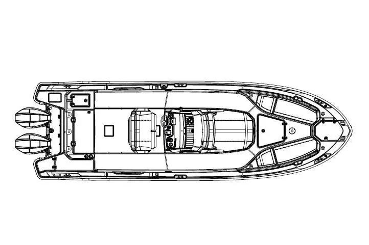 Slide: The Image of Manufacturer Provided Image: Top view schematic of 2026 Boston Whaler 280 Dauntless boat layout. - 19