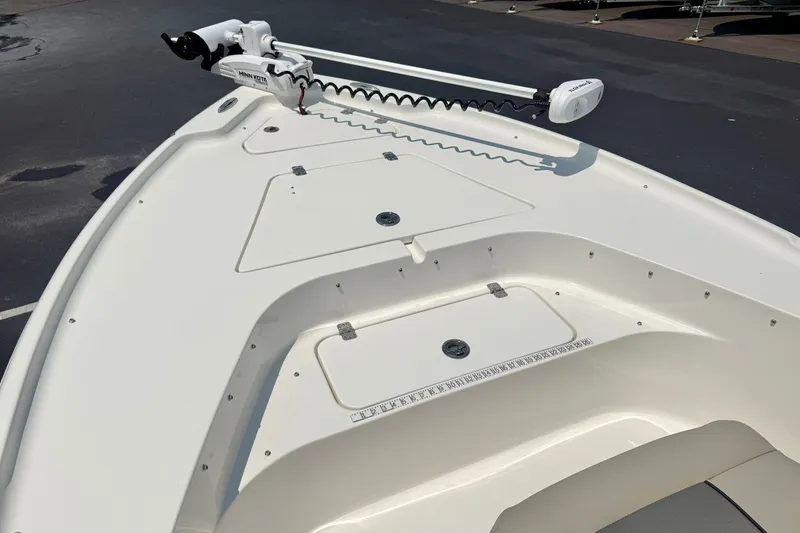Slide: The Image of 2025 Key West 188 Bay Reef boat deck with Minn Kota trolling motor. - 11