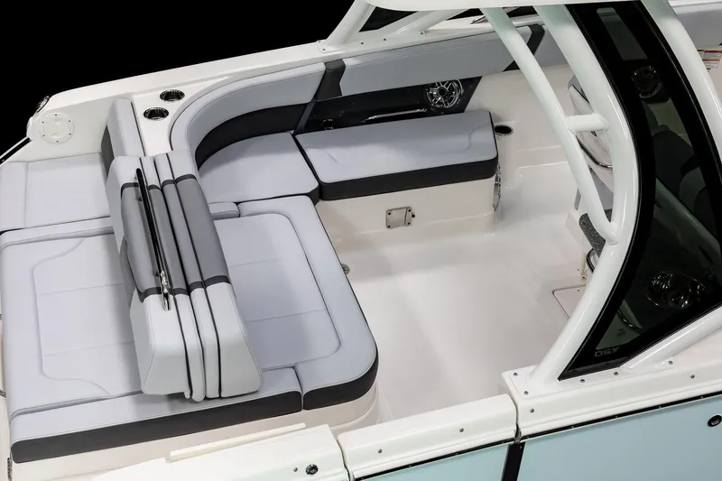 Slide: The Image of Manufacturer Provided Image: 2025 Chaparral 280 OSX boat interior with sleek seating and modern design. - 2