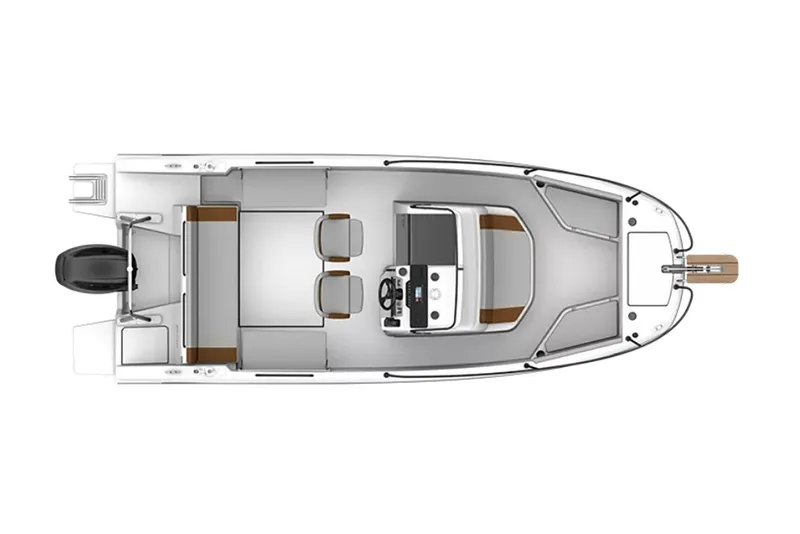 Slide: The Image of Manufacturer Provided Image: Top view of 2025 Beneteau Flyer 7 SPACEdeck boat layout, showcasing seating and helm. - 6