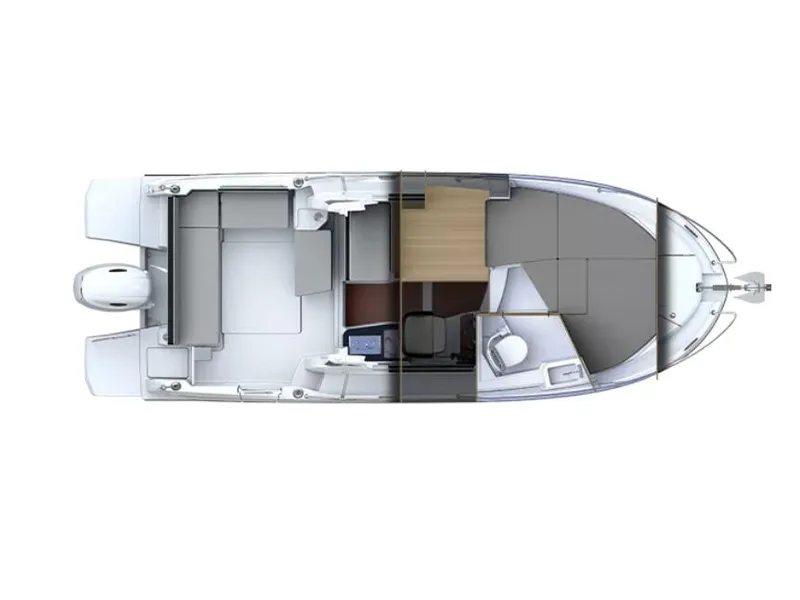 Slide: The Image of Manufacturer Provided Image: 2026 Beneteau Antares 7 boat layout, top view, showcasing interior and deck design. - 11