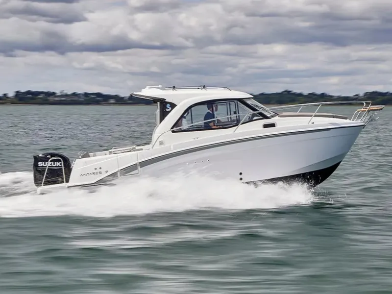 Slide: The Image of Manufacturer Provided Image: 2026 Beneteau Antares 7 cruising on water, showcasing sleek design and powerful performance. - 1