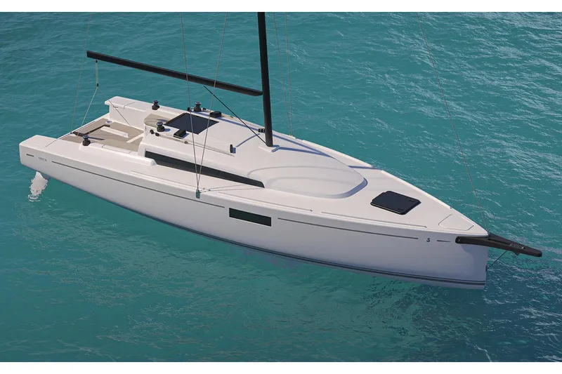 Slide: The Image of Manufacturer Provided Image: Beneteau First 30 sailboat, 2026 model, on clear water. - 2