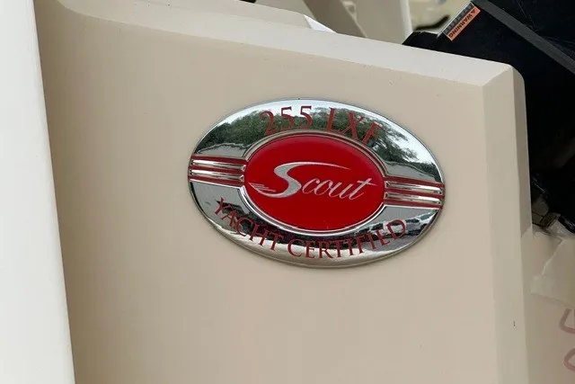 Slide: The Image of 2016 Scout 255 LXF yacht certified emblem on boat exterior. - 20