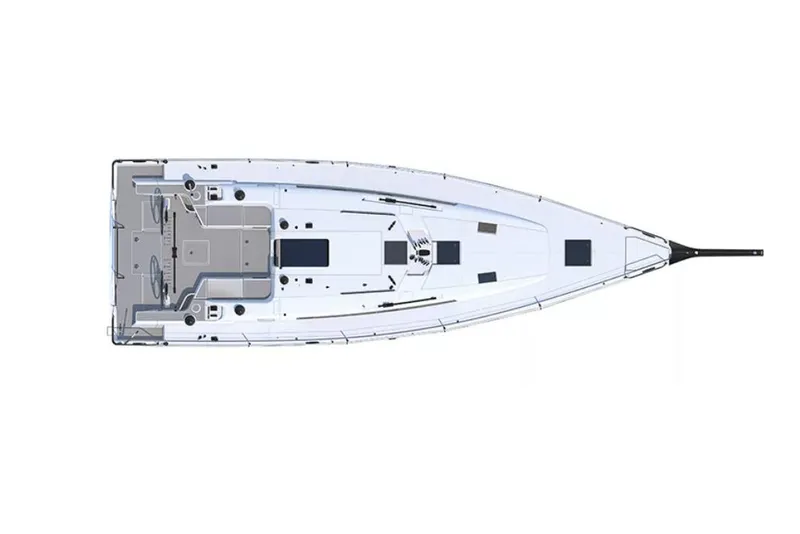 Slide: The Image of Manufacturer Provided Image: Top view of 2026 Beneteau First 44 sailboat, showcasing deck layout and design. - 9