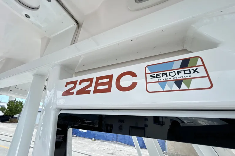 Slide: The Image of 2025 Sea Fox 228 Commander boat with logo and model number displayed. - 7