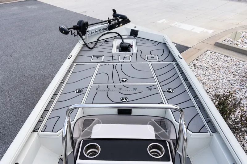 Slide: The Image of 2022 Ranger RB200 boat deck with modern design and fishing equipment. - 9