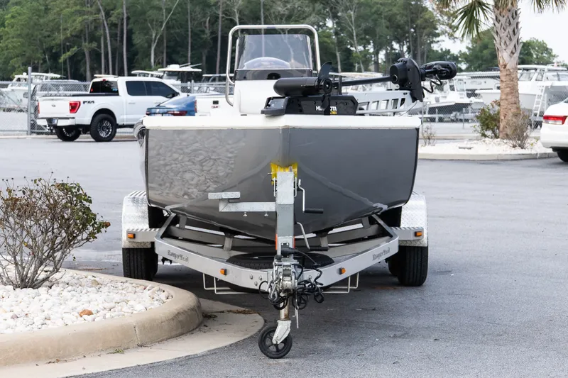 Slide: The Image of 2022 Ranger RB200 boat on trailer in parking lot, front view. - 3