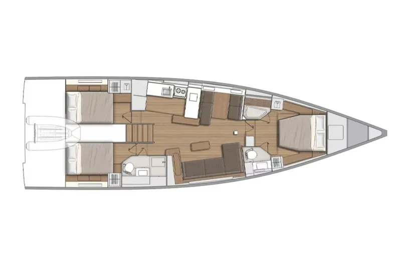 Slide: The Image of Manufacturer Provided Image: Floor plan of 2026 Beneteau First 53 yacht, featuring spacious cabins and modern amenities. - 10