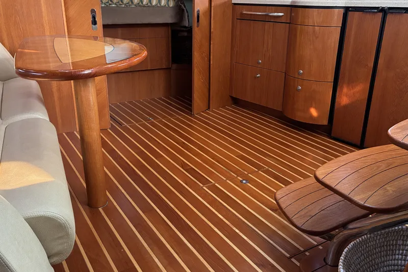 Slide: The Image of Luxurious 2007 Tiara 3900 Sovran yacht interior with elegant wood flooring and cabinetry. - 44