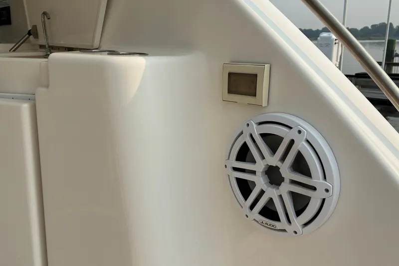 Slide: The Image of 2007 Tiara 3900 Sovran yacht detail with JL Audio speaker and control panel. - 30
