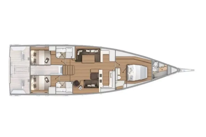 Slide: The Image of Manufacturer Provided Image: Floor plan of 2026 Beneteau First 60 yacht, featuring spacious cabins and modern layout. - 8