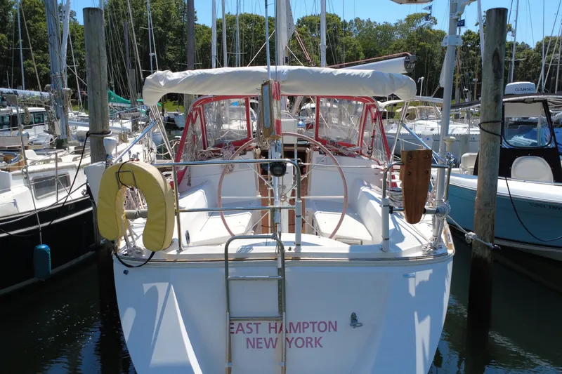 Slide: The Image of Sailboat docked in marina, CAL 39 model, 1989, East Hampton, New York. - 4