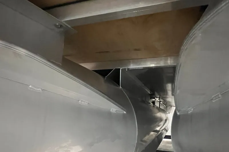 Slide: The Image of Underneath view of a 2020 Lexington 521 boat's aluminum pontoons. - 35