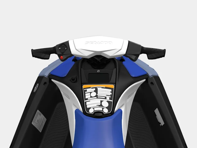 Slide: The Image of The image shows the handlebars of a Sea-Doo Spark for 3 with 90 hp. It features a modern design. - 5