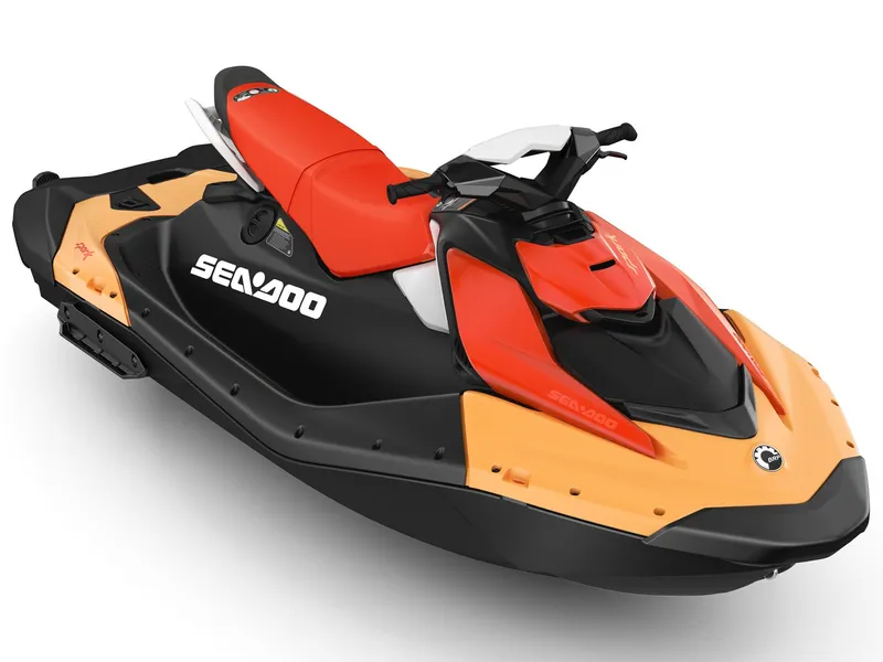 Slide: The Image of A Sea-Doo Spark for 3 with 90 hp, iBR, and convenience package. Vibrant colors. - 2