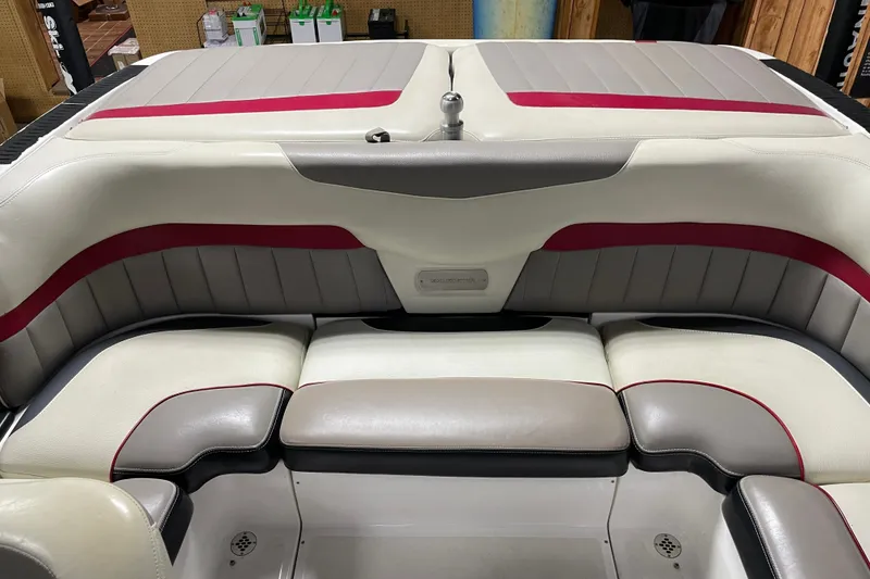 Slide: The Image of 2013 Malibu Wakesetter 20 MXZ boat interior with stylish seating and modern design. - 12
