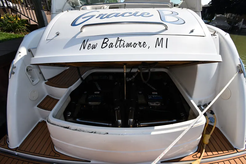 Slide: The Image of Rear view of 2006 Formula 40 Performance Cruiser, engine compartment open, New Baltimore, MI. - 50
