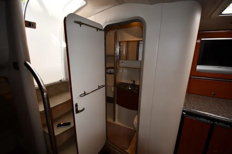 Slide: The Image of Interior of 2006 Formula 40 Performance Cruiser showing bathroom and stairs. - 44