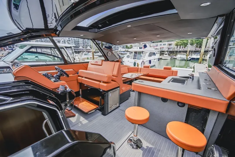 Slide: The Image of Luxurious 2022 Cruisers Yachts 42 GLS I/O interior with sleek design and modern amenities. - 53