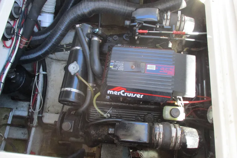 Slide: The Image of Engine compartment of a 1995 Bayliner 3258 Avanti with MerCruiser engine. - 18