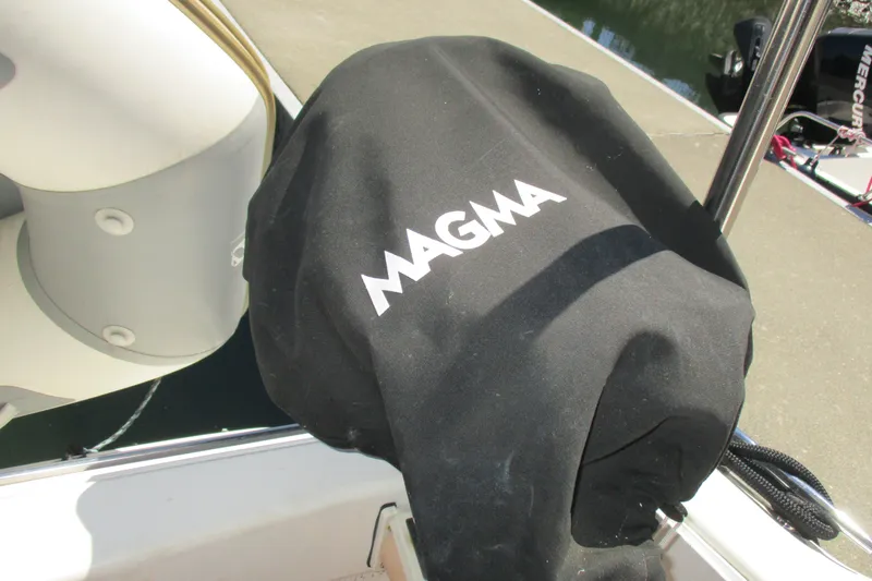 Slide: The Image of Black Magma grill cover on 1995 Bayliner 3258 Avanti boat deck. - 14
