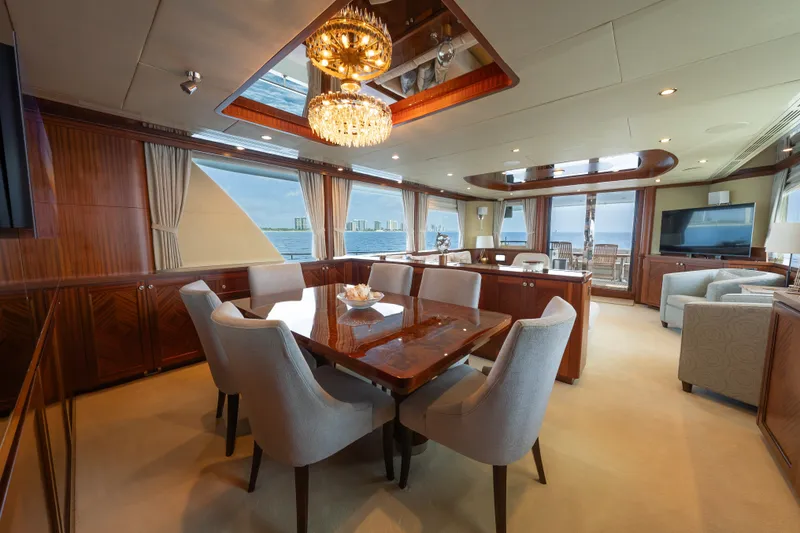 Slide: The Image of Luxurious interior of 2013 Ocean Alexander 90 Skylounge Motoryacht with elegant dining area. - 20