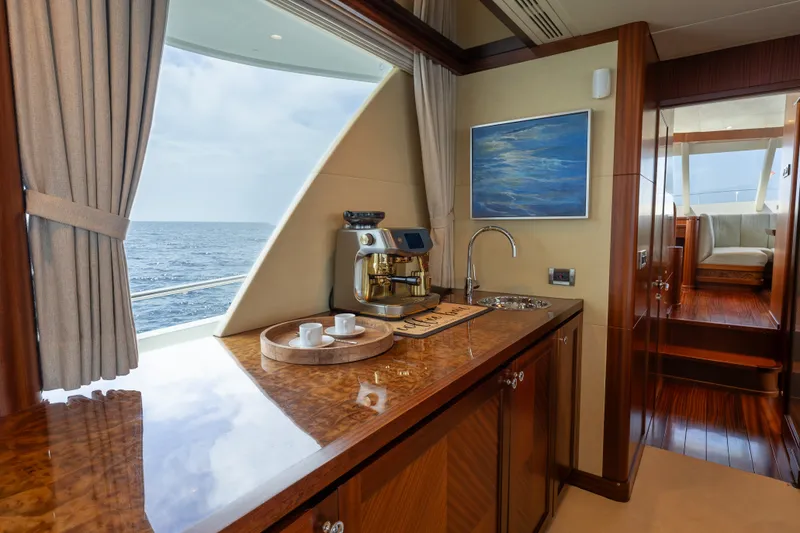 Slide: The Image of Luxurious interior of 2013 Ocean Alexander 90 Skylounge Motoryacht with ocean view. - 21