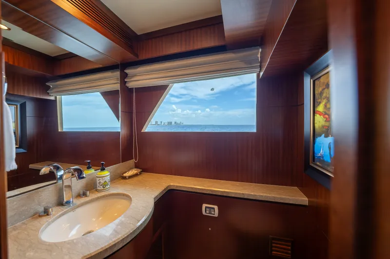 Slide: The Image of Luxurious bathroom on 2013 Ocean Alexander 90 Skylounge Motoryacht with ocean view. - 23