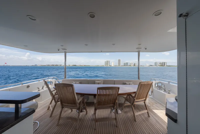 Slide: The Image of Luxurious Ocean Alexander 90 Skylounge Motoryacht deck with seating, ocean view, 2013 model. - 11