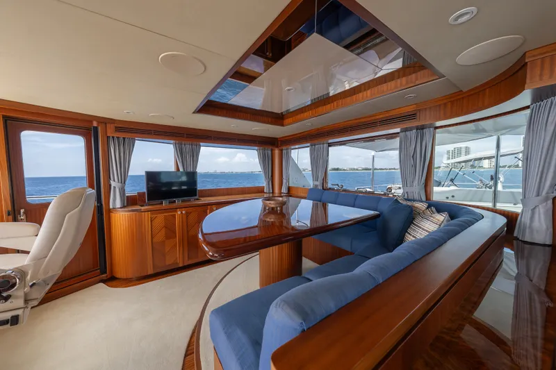 Slide: The Image of Luxurious interior of 2013 Ocean Alexander 90 Skylounge Motoryacht with ocean view. - 10