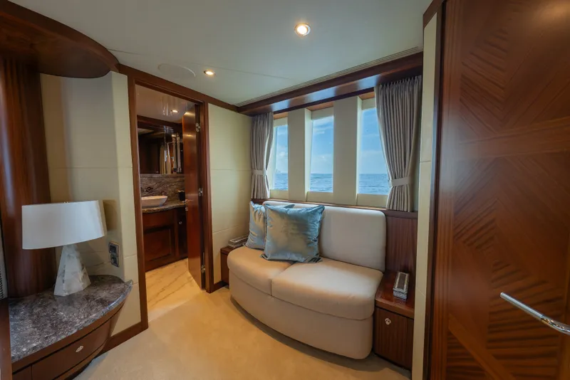 Slide: The Image of Luxurious interior of 2013 Ocean Alexander 90 Skylounge Motoryacht with ocean view. - 34