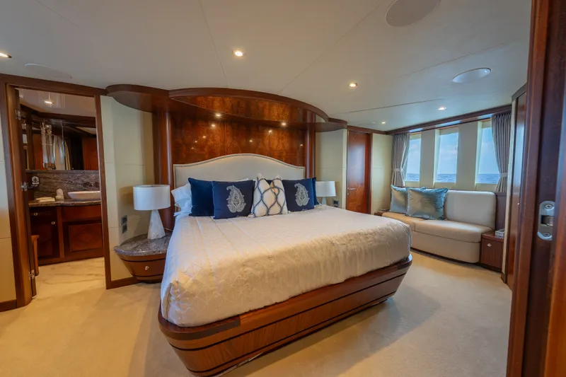 Slide: The Image of Luxurious bedroom in 2013 Ocean Alexander 90 Skylounge Motoryacht with ocean view. - 29