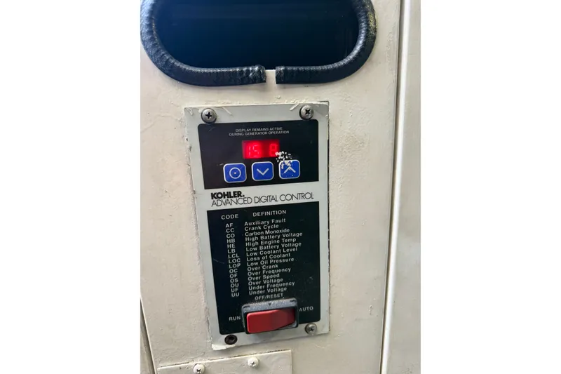 Slide: The Image of Kohler advanced digital control panel on 2008 Azimut 55E yacht, displaying error codes. - 35